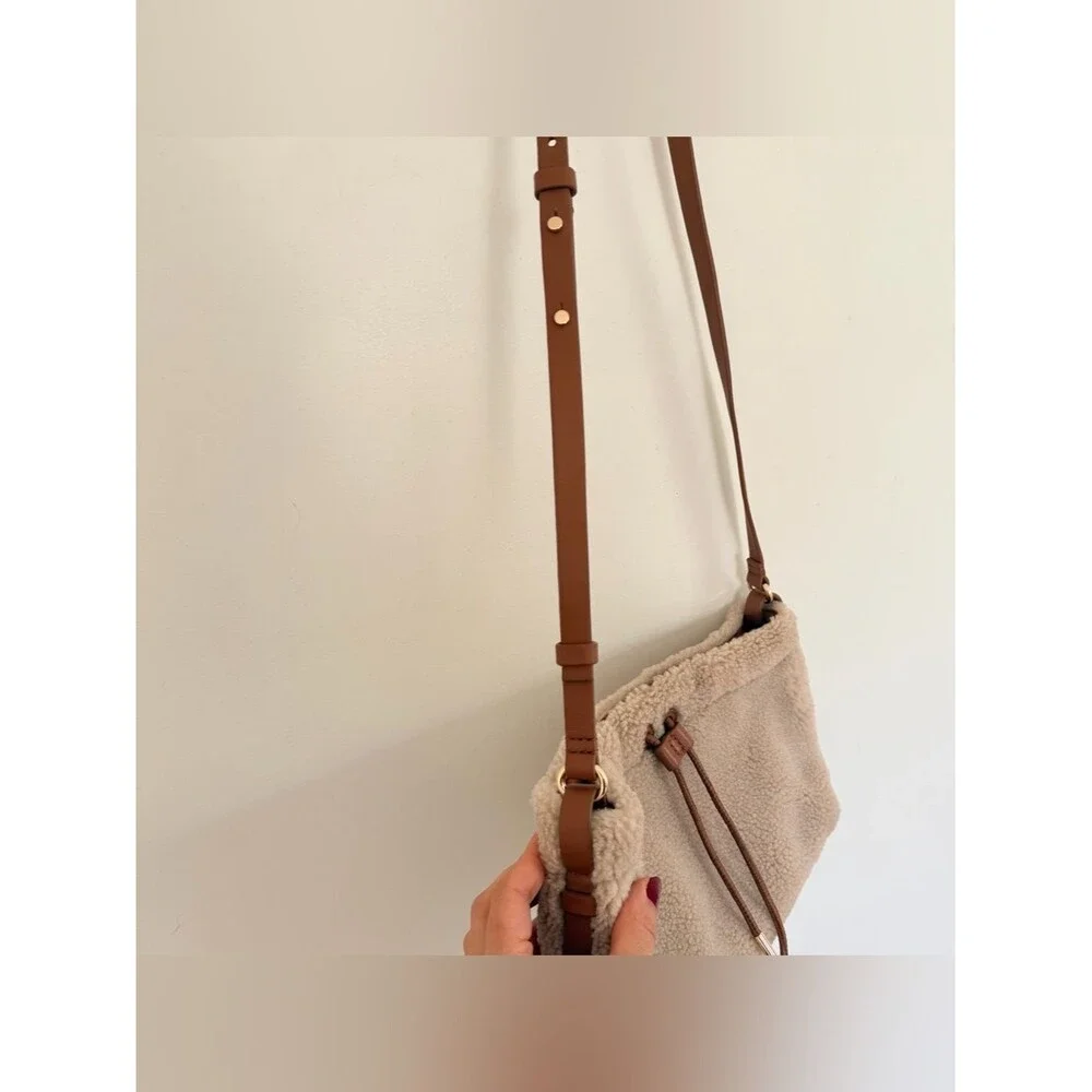 & other stories FLEECE BAG WITH LEATHER TRIM